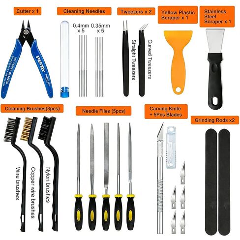 Precision 3D Printer Tool Kit, 30 PCS Model Cleaning & Finishing Set with Needle Files, Cleaning Needles, Precision Trimming Tool, Tweezers, Scrapers & Brushes for 3D Print Post Processing in Kuwait