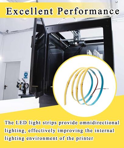 مجموعة استبدال شريط إضاءة LED للطابعة ثلاثية الأبعاد تناسب Creality K2 Plus K2P | شريط إضاءة LED ذاتي اللصق أبيض ساطع 24 فولت 6500 كيلو، التوصيل والتشغيل in Kuwait