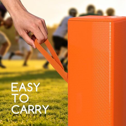 Hikeen 4PCS Football Pylons, Set of 4 Orange Football Yard Markers – 4.4lb Sand-Weighted Football Field & Flag Football Accessories, Durable Soft Sports Cones with Carry Handles for Field Goal Post in Kuwait