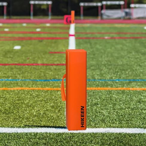 Hikeen 4PCS Football Pylons, Set of 4 Orange Football Yard Markers – 4.4lb Sand-Weighted Football Field & Flag Football Accessories, Durable Soft Sports Cones with Carry Handles for Field Goal Post in Kuwait