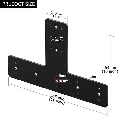 T Post Bracket 2PCS, T Flat Mending Plate for Wood 4x4,6x6 Lumber, Black Powder Coated Heavy Duty T Beam Bracket, T Shape Post to Beam Connectors in Kuwait