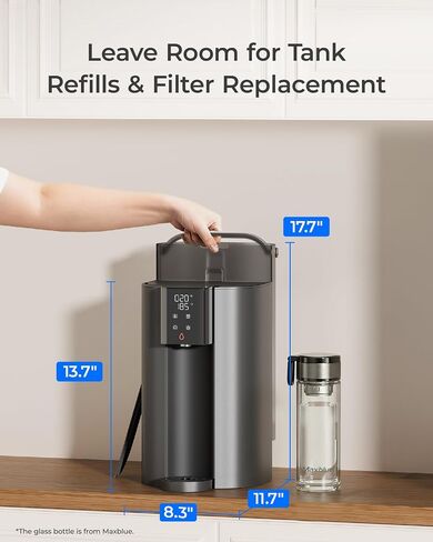 Waterdrop C1H Instant Hot Countertop RO System, No Installation Required | 6-Stage RO Filtration, Glass Bottle Included, 3:1 Pure to Drain, NSF/ANSI 372 Certified, Countertop RO Water Filter in Saudi Arabia