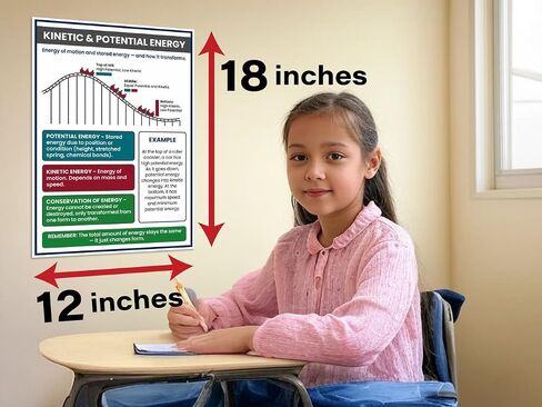 Kinetic and Potential Energy Roller Coaster Diagram Educational 12x18 US Made Poster in Saudi Arabia