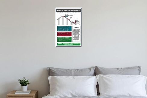 Kinetic and Potential Energy Roller Coaster Diagram Educational 12x18 US Made Poster in Saudi Arabia