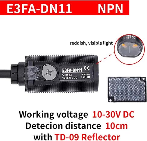1pcs E3FA-DN11 Photoelectric Sensor Induction Switch 10-30VDC NPN 3-Wire DN12 DN13 Sensitivity Adjustable(E3fa-dn11 and Td-09) in Saudi Arabia