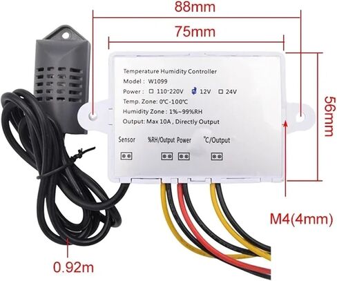 W1099 110V 220V 12V 24V Digital LED Temperature Humidity Controller for Incubator Thermometer Hygrometer Meter Sensor in Saudi Arabia