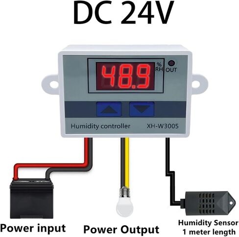 Digital Humidity Controller XH-W3005 12V 24V 220V Humidistat Hygrometer Humidity Control Switch Regulator + Humidity Sensor(OneColor) in Saudi Arabia