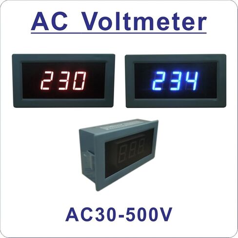 AC30-500V LED Digital AC Voltmeter Voltage Meter AC 110 220V 230V 380V Volt Panel Meter Voltage Detector Voltage Monitor(Semi-Closed (Red)) in Saudi Arabia