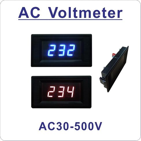 AC30-500V LED Digital AC Voltmeter Voltage Meter AC 110 220V 230V 380V Volt Panel Meter Voltage Detector Voltage Monitor(Semi-Closed (Red)) in Saudi Arabia