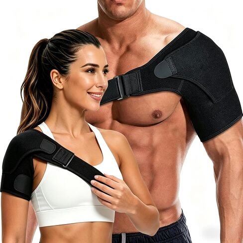Shoulder Brace for Men and Women for Torn Rotator Cuff,Arm Sling Shoulder Immobilizer,Shoulders Compression Sleeve and Support For Pain Relief(Black) in Kuwait