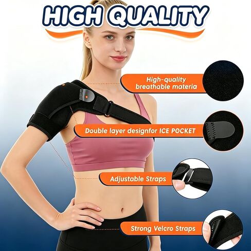 Shoulder Brace for Men and Women for Torn Rotator Cuff,Arm Sling Shoulder Immobilizer,Shoulders Compression Sleeve and Support For Pain Relief(Black) in Kuwait