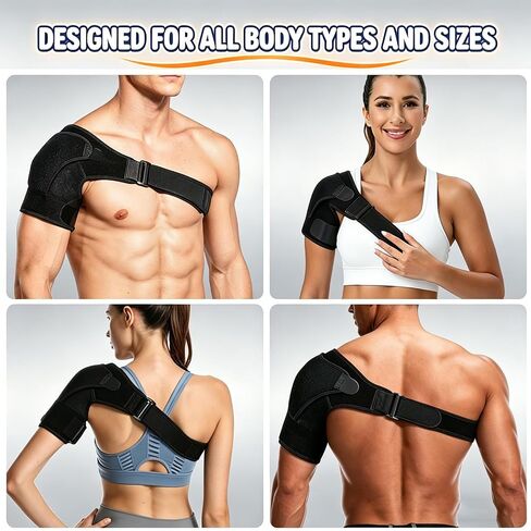 Shoulder Brace for Men and Women for Torn Rotator Cuff,Arm Sling Shoulder Immobilizer,Shoulders Compression Sleeve and Support For Pain Relief(Black) in Kuwait
