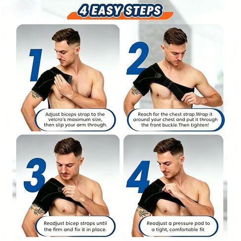 Shoulder Brace for Men and Women for Torn Rotator Cuff,Arm Sling Shoulder Immobilizer,Shoulders Compression Sleeve and Support For Pain Relief(Black) in Kuwait