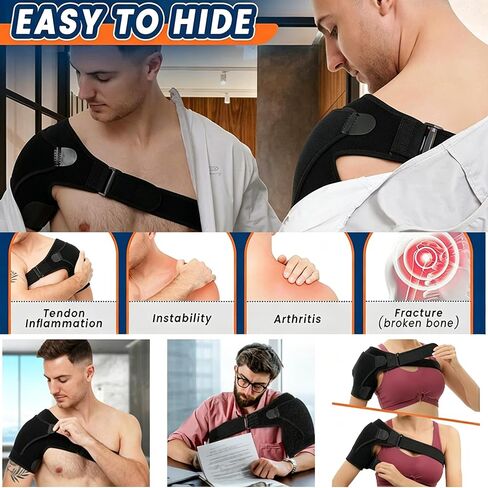 Shoulder Brace for Men and Women for Torn Rotator Cuff,Arm Sling Shoulder Immobilizer,Shoulders Compression Sleeve and Support For Pain Relief(Black) in Kuwait