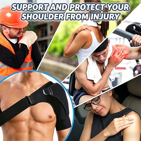 Shoulder Brace for Men and Women for Torn Rotator Cuff,Arm Sling Shoulder Immobilizer,Shoulders Compression Sleeve and Support For Pain Relief(Black) in Kuwait