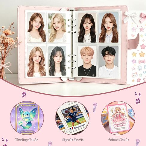 Kpop Photocard Binder, Idol Trading Card Album with 30 Pages, Holds 240 Collectible Cards, 4-Pocket Card Book for K-Pop & Pop Idol Fans in Kuwait