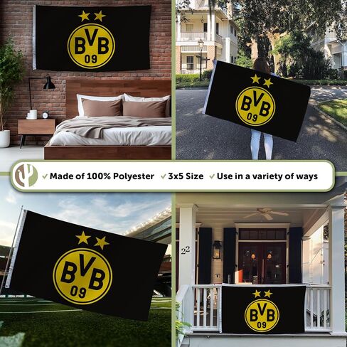 صبار الصحراء بوروسيا دورتموند FC علم BVB ألمانيا الألمانية يموت Schwarzgelben لكرة القدم 100٪ بوليستر داخلي خارجي 3 × 5 أقدام أعلام الفريق (العلم B) in Kuwait