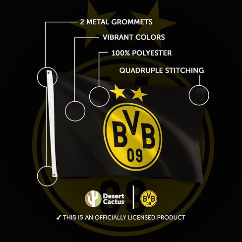 صبار الصحراء بوروسيا دورتموند FC علم BVB ألمانيا الألمانية يموت Schwarzgelben لكرة القدم 100٪ بوليستر داخلي خارجي 3 × 5 أقدام أعلام الفريق (العلم B) in Kuwait