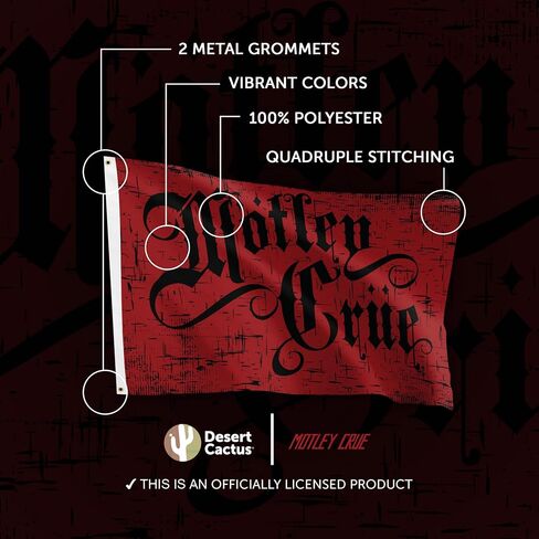 Desert Cactus Motley Crue Flag - 3 x 5 Feet CrueHeads Banner, Indoor/Outdoor Durable Fabric Display (Style H) in Kuwait