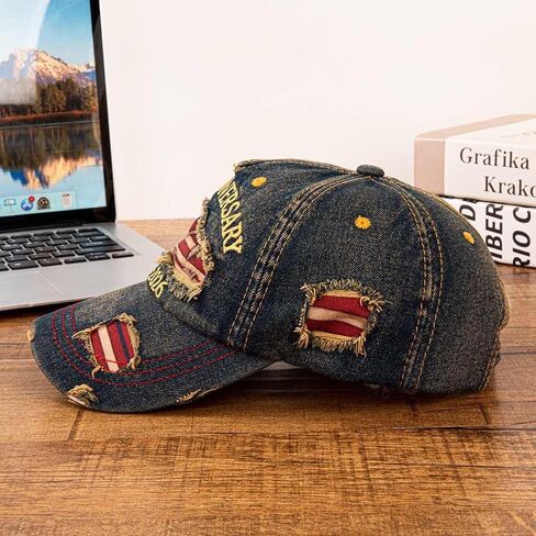 USA 250th Anniversary Baseball Cap, Vintage Distressed Embroidered Hat, Retro American Tribute Gift for Patriots and Veterans，Patriotic American Ripped Flag Embroidered Vintage Washed Hat in Kuwait