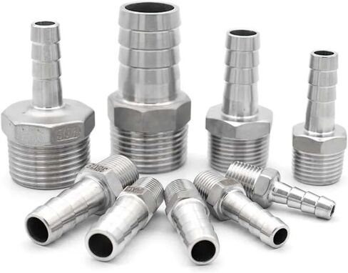6 مللي متر إلى 25 مللي متر خرطوم بارب 1/8 "1/4" 3/8 "1/2" 3/4 "1" BSPT ذكر الموضوع 304 ماسورة من الفولاذ المقاوم للصدأ تركيب مقرنة موصل (14 مللي متر ، 3/8") in Kuwait
