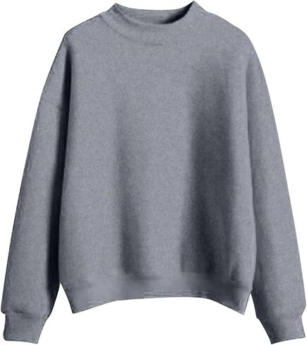 المرأة وهمية الرقبة البلوز عادي Crewneck بلوزات Mockneck البلوز كم طويل الخريف كنزة صوف القمم in Kuwait
