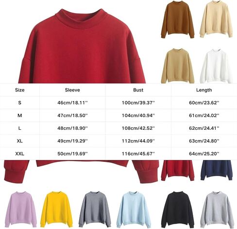 المرأة وهمية الرقبة البلوز عادي Crewneck بلوزات Mockneck البلوز كم طويل الخريف كنزة صوف القمم in Kuwait