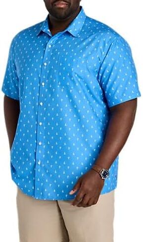 Harbor Bay Microfiber Sailboat Print Sport Shirt Blue 3XLT in Kuwait