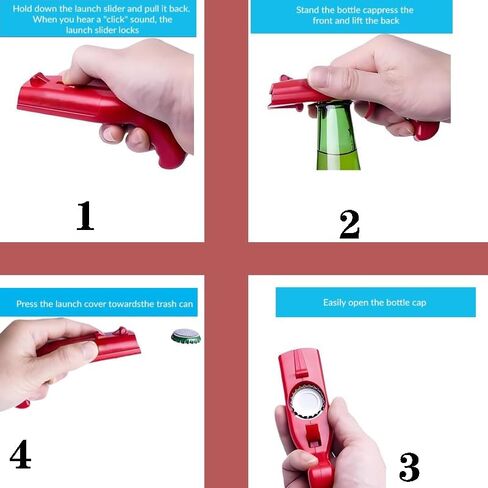 3 PCS Pistol Ejection Bottle Opener, Red, Blue, Black Beer Bottle Opener with Launcher, Creative Shooter for Beer Soda Drinks, Fun Party Bar Tool Gift for Men Dad Him in Kuwait