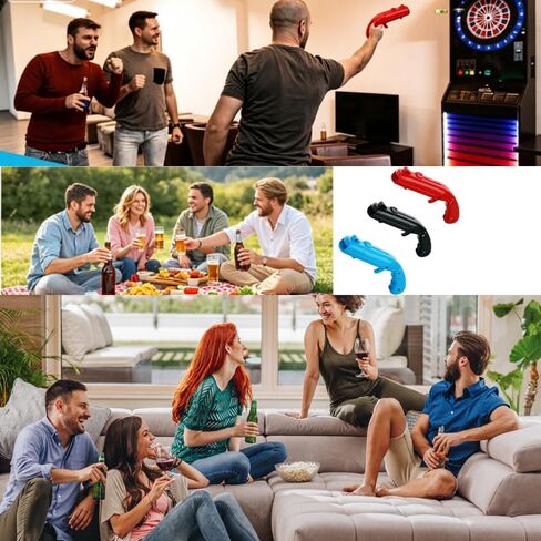 3 PCS Pistol Ejection Bottle Opener, Red, Blue, Black Beer Bottle Opener with Launcher, Creative Shooter for Beer Soda Drinks, Fun Party Bar Tool Gift for Men Dad Him in Kuwait