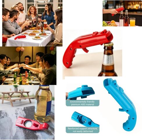 3 PCS Pistol Ejection Bottle Opener, Red, Blue, Black Beer Bottle Opener with Launcher, Creative Shooter for Beer Soda Drinks, Fun Party Bar Tool Gift for Men Dad Him in Kuwait