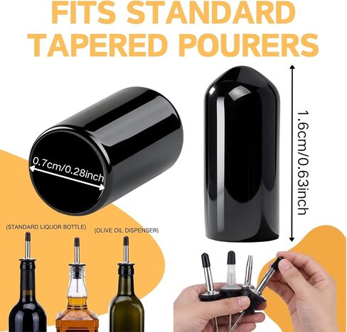 200 Pack Liquor Pour Spout Covers Dust Barriers Black Rubber Bottle Caps Protective Lids for Kitchen Olive Oil and Vinegar Dispensers in Kuwait