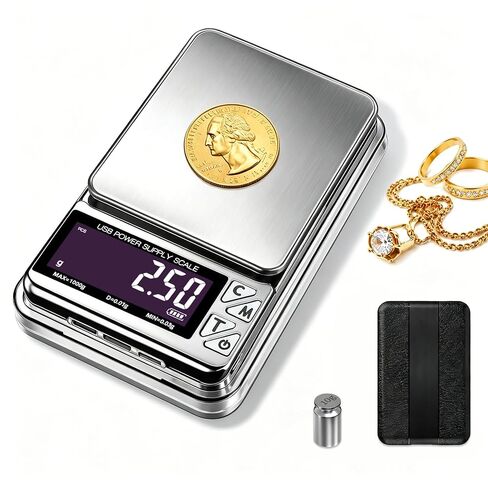 Coin Scale, 1kg/0.01g High Precision Jewelry Scale & gram Scale | 7 Units, PCS Counting, Supports USB-C, Micro-USB, and Lightning charging ports in Kuwait