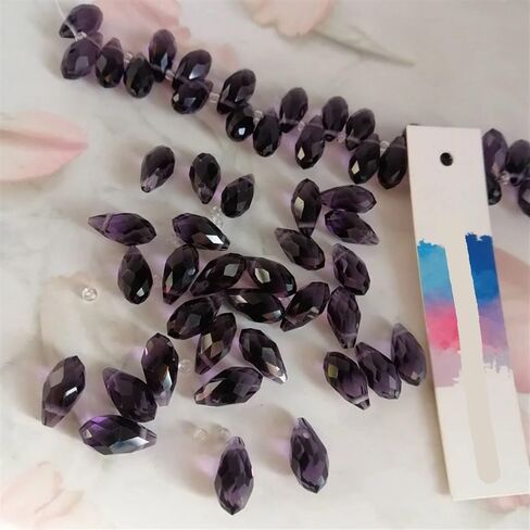 Hanging Crystals Prisms 52pcs/Bag Violet 12x6mm Loose Teardrop Drop Crystal Pendants Prisms Jewelry Part Hangings Crystals for Decoration in Kuwait