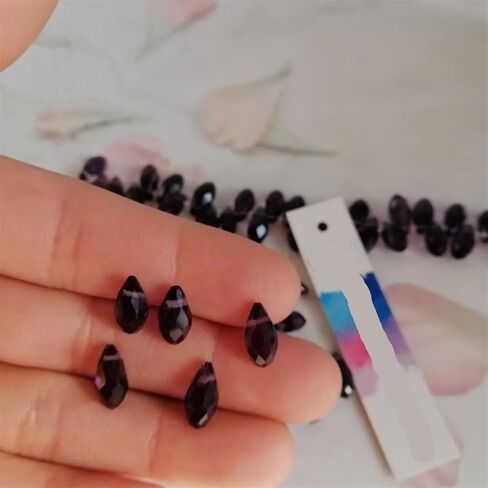 Hanging Crystals Prisms 52pcs/Bag Violet 12x6mm Loose Teardrop Drop Crystal Pendants Prisms Jewelry Part Hangings Crystals for Decoration in Kuwait