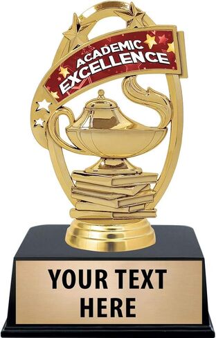 Crown Awards Academic Excellence Trophies with Custom Engraving, 6" Personalized Academic Excellence Trophy On Black Base Prime in Kuwait