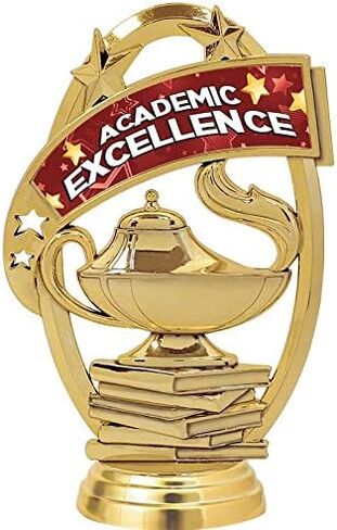 Crown Awards Academic Excellence Trophies with Custom Engraving, 6" Personalized Academic Excellence Trophy On Black Base Prime in Kuwait