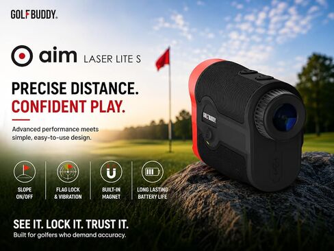يتميز GOLFBUDDY aim Laser LITE S بنطاق 1000 ياردة، ودقة ± 0.5 ياردة، وتعديلات المنحدر، وقفل دبوس الاهتزاز، وتكبير 6.5X، وحامل عربة مغناطيسي in Kuwait
