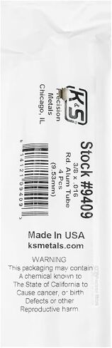 أنبوب ألومنيوم دائري من المعادن الدقيقة من K&S 9409 - 3/8 بوصة OD × 0.016 بوصة جدار × 36 بوصة طول - الحرف اليدوية، بناء النماذج، المشاريع المنزلية، صنع في الولايات المتحدة الأمريكية، 4 أنابيب in Kuwait