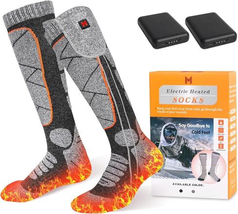 Heated Socks, 5V 6000mAh Rechargeable Heated Socks for Men & Women, Electric Socks with 3 Heating Levels for Winter, Skiing, Hunting, Camping, Hiking, Cycling, Outdoor Work in Kuwait