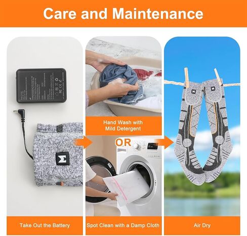 Heated Socks, 5V 6000mAh Rechargeable Heated Socks for Men & Women, Electric Socks with 3 Heating Levels for Winter, Skiing, Hunting, Camping, Hiking, Cycling, Outdoor Work in Kuwait