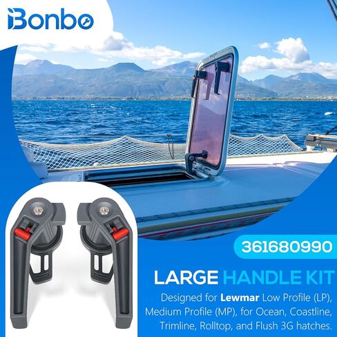 طقم قطع غيار فتحة مقبض كبير 361680990 من Bonbo مناسب لفتحة Lewmar المنخفضة والمتوسطة، من أجل Flush 3G، الساحل، المحيط، Trimline، Rolltop Hatch in Kuwait