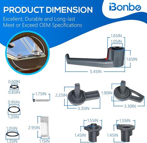 طقم قطع غيار فتحة مقبض كبير 361680990 من Bonbo مناسب لفتحة Lewmar المنخفضة والمتوسطة، من أجل Flush 3G، الساحل، المحيط، Trimline، Rolltop Hatch in Kuwait