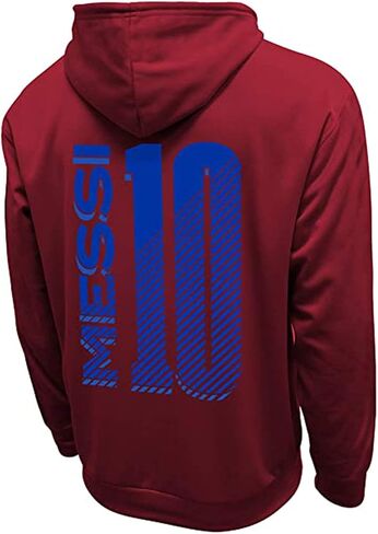 كنزة بغطاء للرأس كاجوال للرجال من Icon Sports FC Barcelona Messi Hyper Outline Sports World Soccer (fcb46ph-bg، مقاس X-Large) in Kuwait
