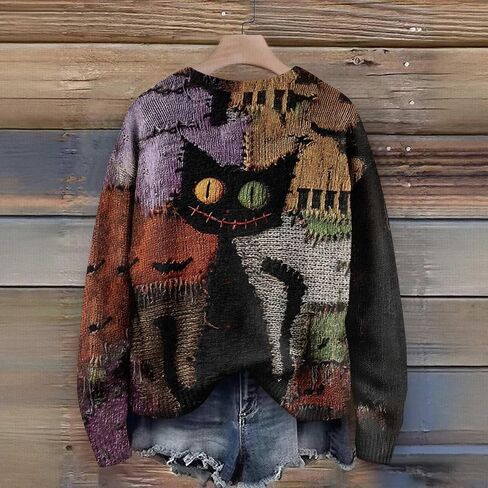 سترة رجالي للهالوين سترة مرقع مطبوعة على شكل وجه اليقطين المخيف بلوفر مخيط أزياء العطلة 2025 in Kuwait
