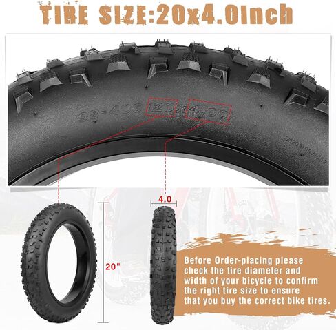 عبوتان من إطارات الدراجات مقاس 20 × 4 (98-406) شديدة التحمل، مداس كبير بمقبض كبير للدراجات الكهربائية، ودراجات الثلج لطرادات الشاطئ للمسارات الصخرية لجبل الحصى in Kuwait