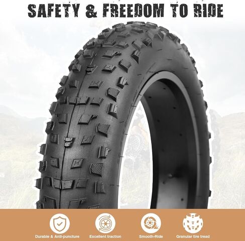 عبوتان من إطارات الدراجات مقاس 20 × 4 (98-406) شديدة التحمل، مداس كبير بمقبض كبير للدراجات الكهربائية، ودراجات الثلج لطرادات الشاطئ للمسارات الصخرية لجبل الحصى in Kuwait