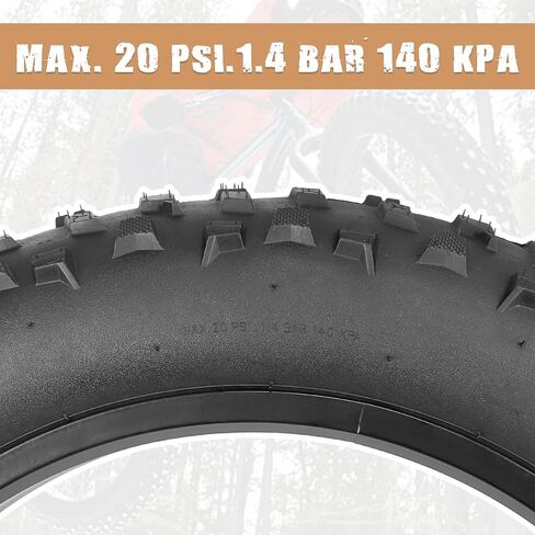 عبوتان من إطارات الدراجات مقاس 20 × 4 (98-406) شديدة التحمل، مداس كبير بمقبض كبير للدراجات الكهربائية، ودراجات الثلج لطرادات الشاطئ للمسارات الصخرية لجبل الحصى in Kuwait