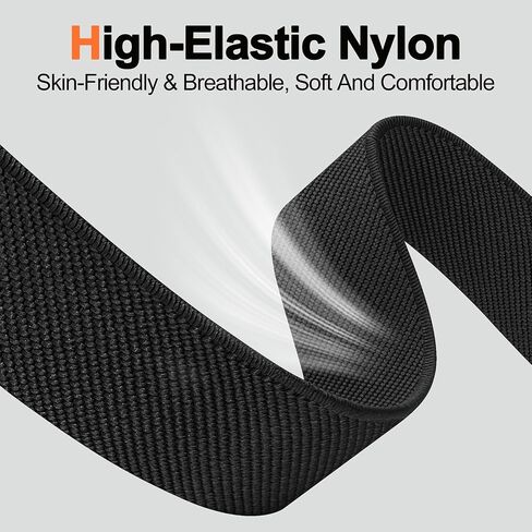 HSWAI مشبك باراشوت حزام قابل للتمدد متوافق مع Fitbit Versa 4 Bands للنساء/Versa 3/Sense/Sense 2 Bands، أساور معصم من النايلون المطاطي الرياضي الناعم القابل للتعديل للنساء والرجال in Kuwait