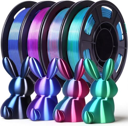 خيوط طابعة ثلاثية الأبعاد، خيوط Slik Pla، 250 جم * 4 بكرات، حزمة خيوط طباعة ثلاثية الأبعاد مزدوجة اللون 1.75 مم، ملفوفة بشكل أنيق، سلسلة زرقاء in Kuwait